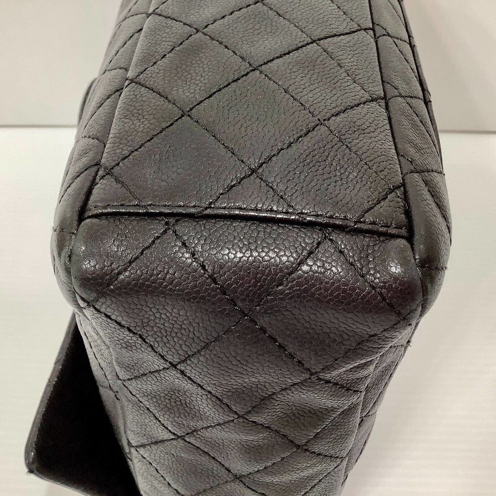 CHANEL MAXI Black Caviar Classic Single Flap Handbag SHW Shoulder Bag - Picture 7 of 16